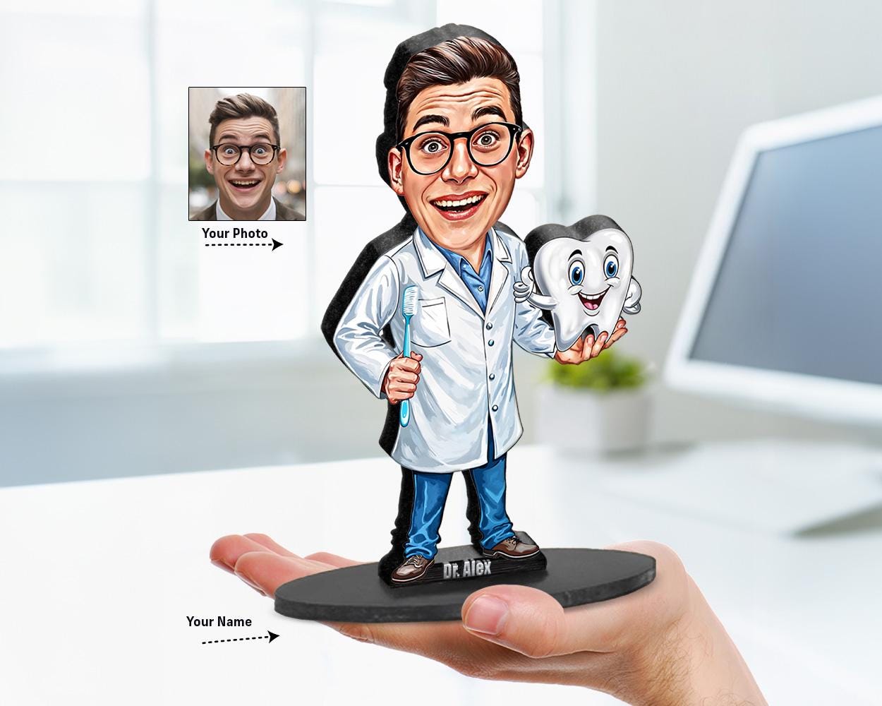Dental Student Gift | Dentist Graduation | Custom Funny Assistant Caricature from Your Photo | Unique Gift with Your Photo & Name