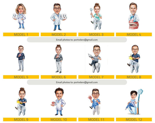 Dental Student Gifts | Dentist Student Gift | Caricature Portrait From Your Photo | Unique, Funny Gift Sets with Your Photo & Name | DT1924