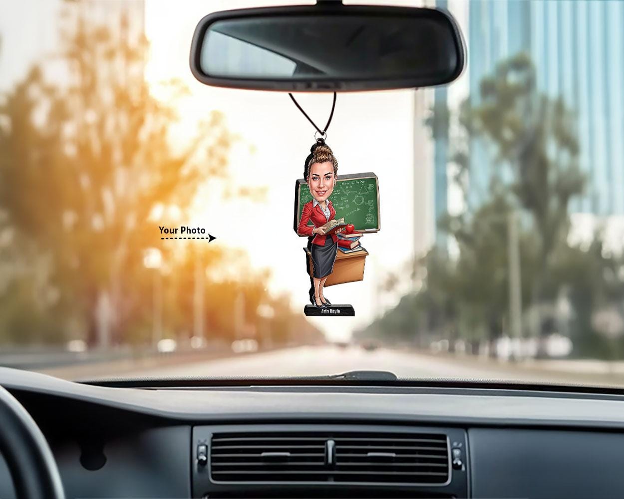 Funny Gift for Elementary School Teacher – Custom Figurine, Magnet, Keychain & Car Charm – Personalized Portrait from Photo