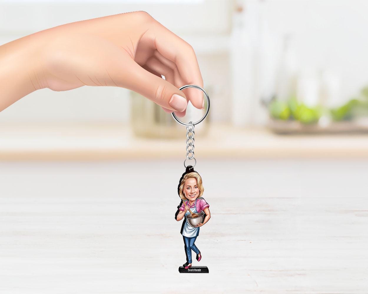 Custom Female Chef Figurine | Personalized Gift for Mom, Wife or Friend | Cooking Caricature, Magnet, Keychain & Car Charm