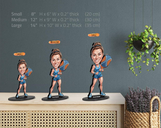 Personalized Pickleball Player Gift | Pickleball Teacher Caricature Portrait From Your Photo | 3D Wooden Figurine Trinket- PCT13