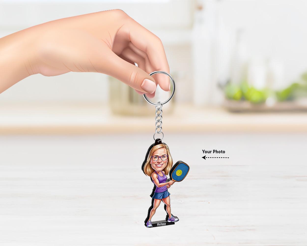 Personalized Pickleball Player Gift | Pickleball Teacher Caricature Portrait From Your Photo | 3D Wooden Figurine Trinket- PCT13
