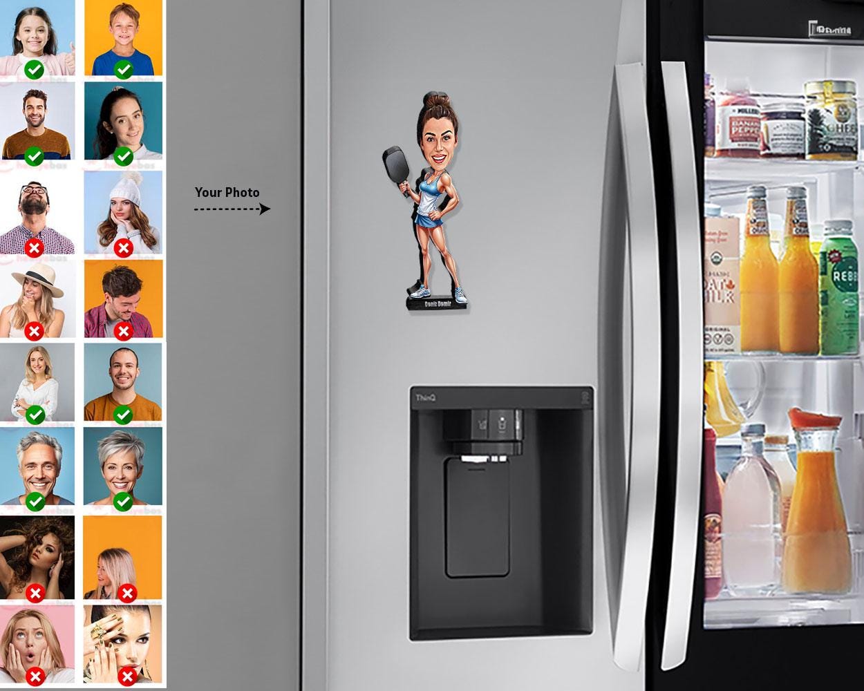 Personalized Pickleball Player Gift | Pickleball Teacher Caricature Portrait From Your Photo | 3D Wooden Figurine Trinket- PCT13