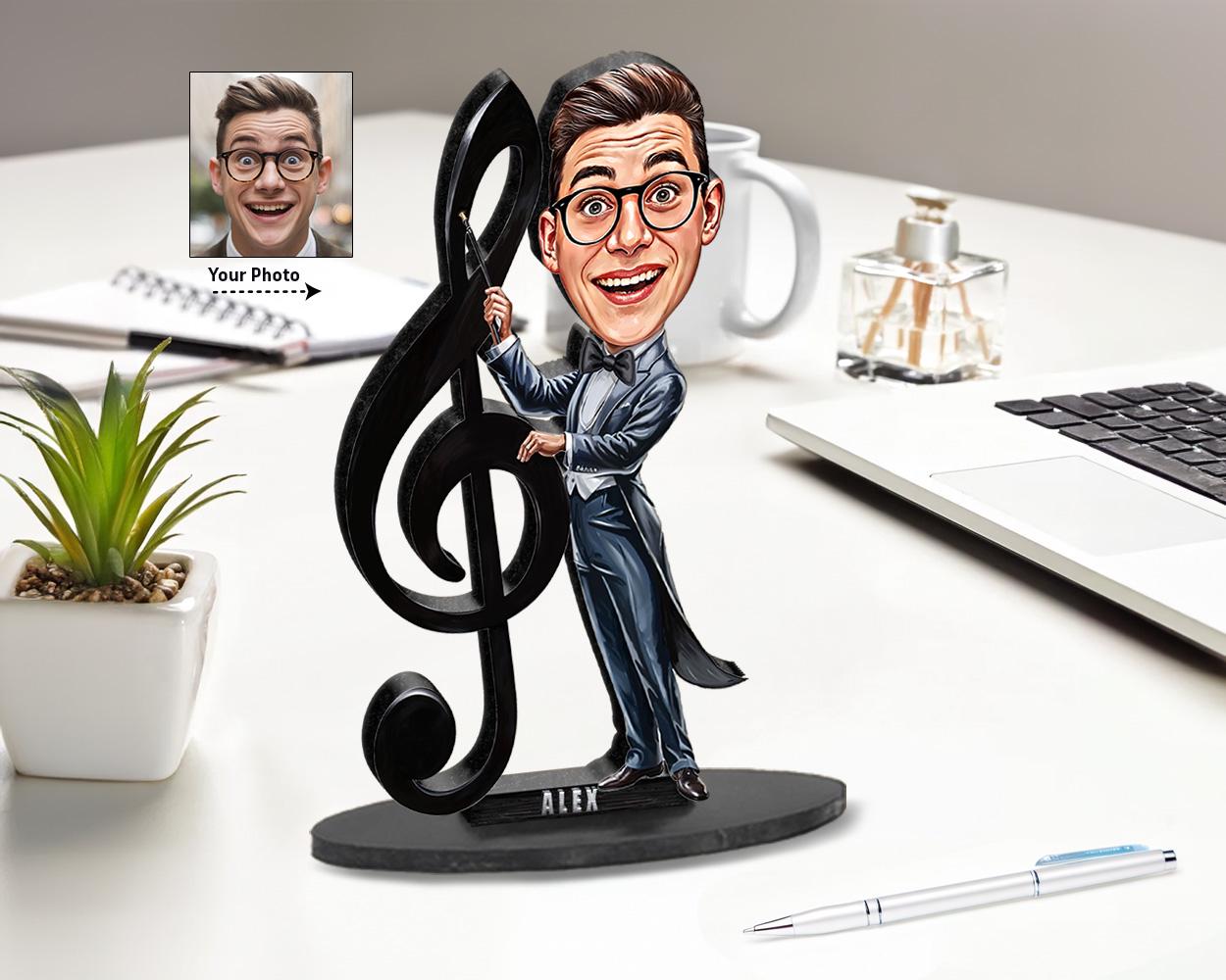 Personalized Band Director Gifts | Choir Teacher Caricature Portrait From Your Photo | Funny Gift Sets with Your Photo & Name | BA135