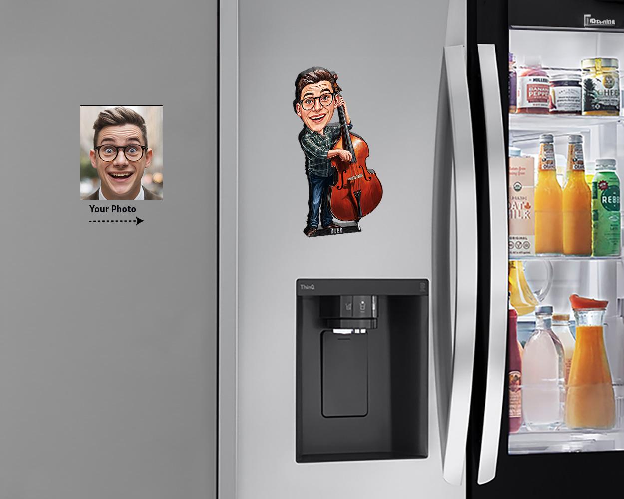 Personalized Double Bass Player Gifts | Cello Player Caricature Portrait From Your Photo | Funny Gift Sets with Your Photo & Name | DW235