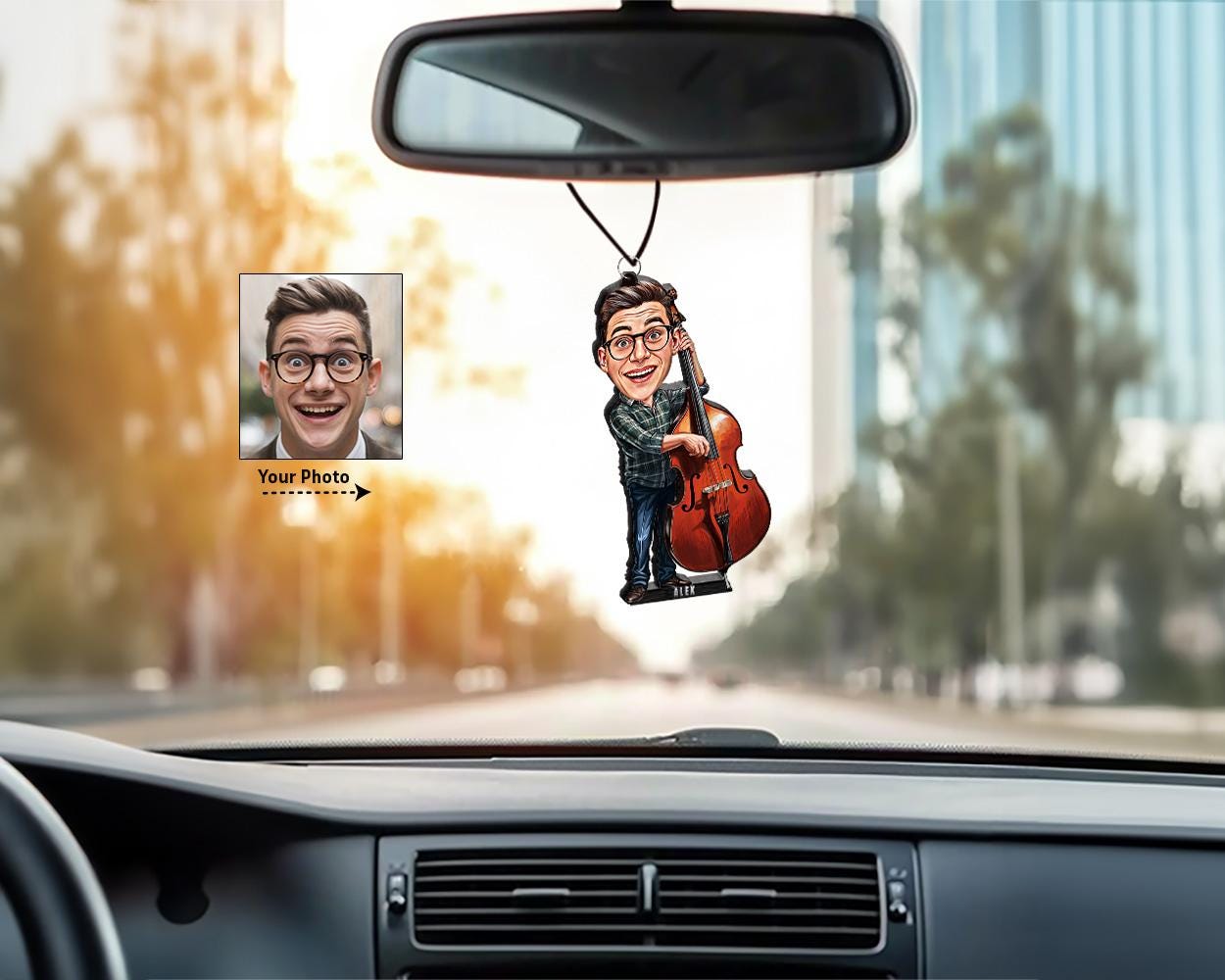 Personalized Double Bass Player Gifts | Cello Player Caricature Portrait From Your Photo | Funny Gift Sets with Your Photo & Name | DW235