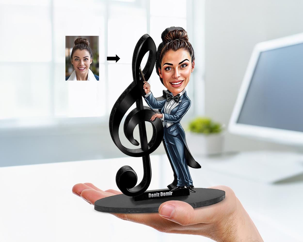 Personalized Band Director Gifts | Choir Teacher Caricature Portrait From Your Photo | Funny Gift Sets with Your Photo & Name | BA135