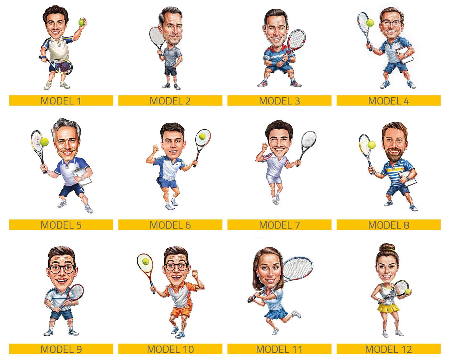 Personalized Tennis Player Gift – Custom Caricature Figurine from Your Photo