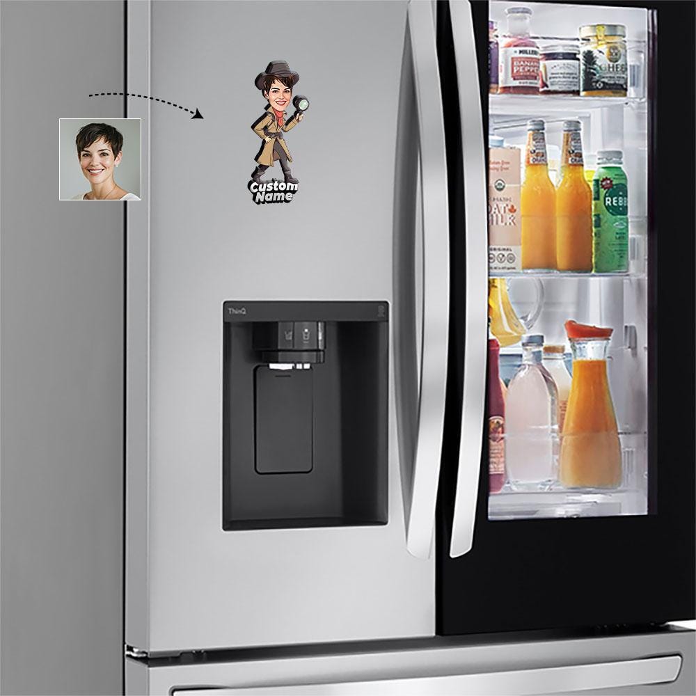 Detective Personalized Gift – Wooden Figurine, Custom Keychain, Car Mirror Charm, Funny Magnet for Him