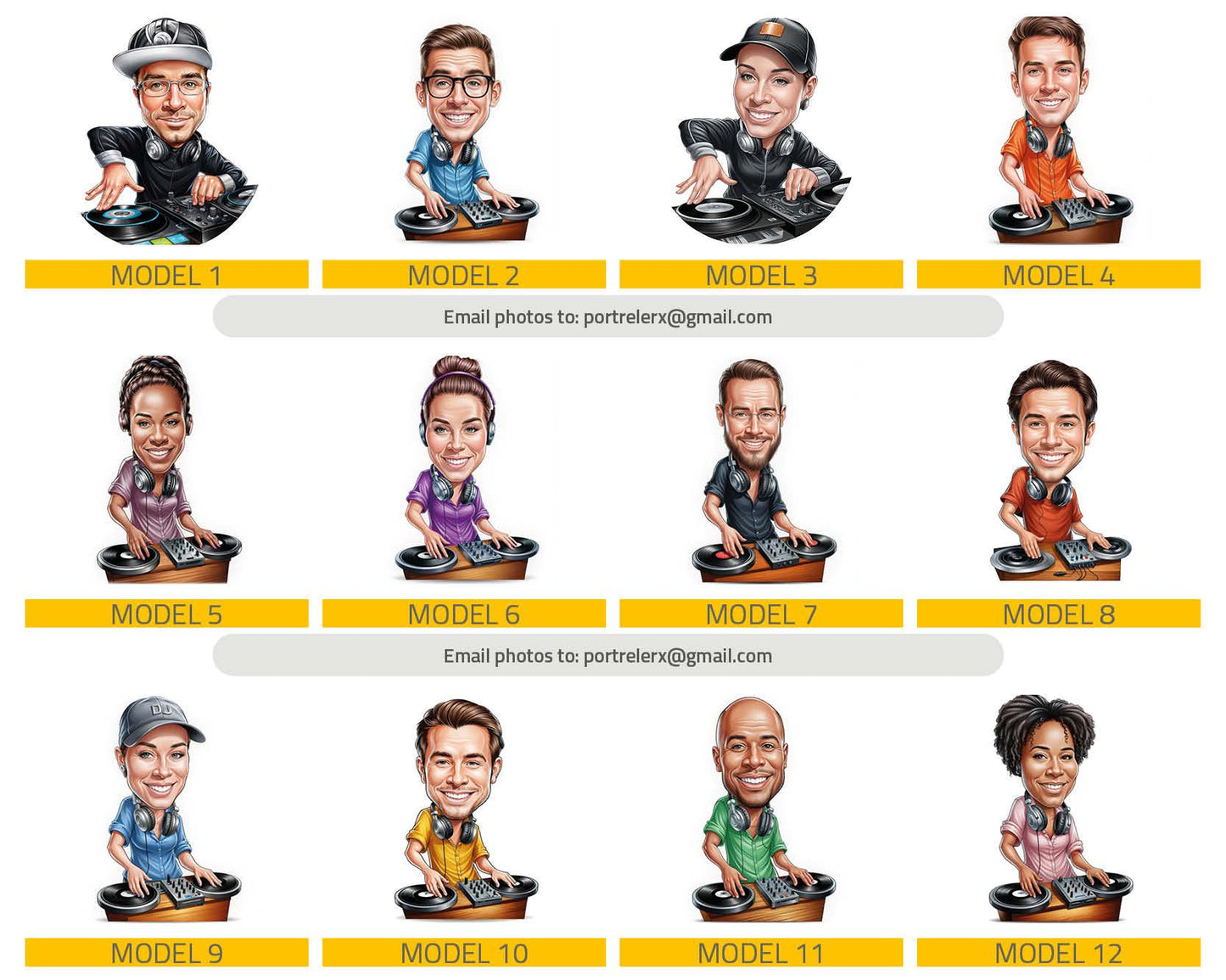 Personalized Female DJ Gift, Custom Caricature Figurine, Magnet, Keychain, Car Charm, DJ Booth Gift for Birthday, Graduation or Music Lovers