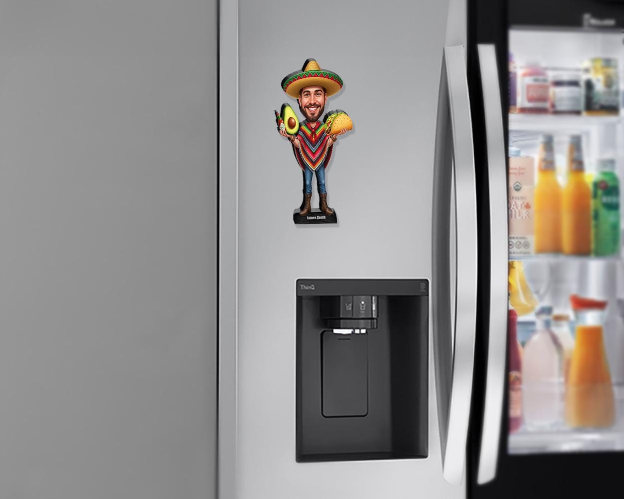 Personalized Taco Lover Gift for Men – Custom Funny Figurine, Magnet, Keychain & Car Charm – Unique Caricature Portrait from Your Photo