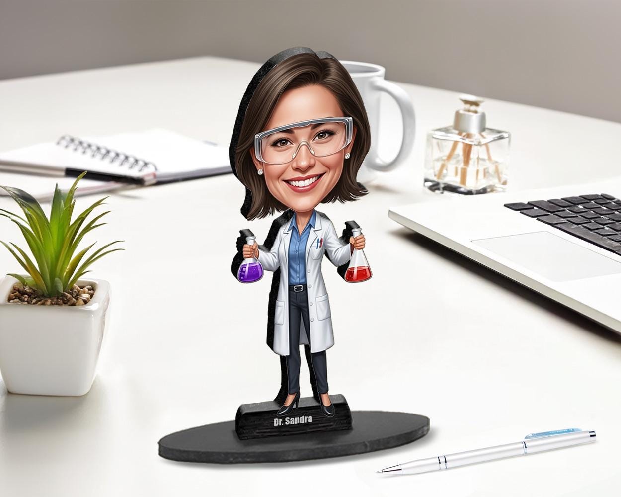 Custom Scientist Figurine | Personalized Chemist & Lab Researcher Graduation Gift from Your Photo | Figurine, Magnet, Keychain, Car Charm