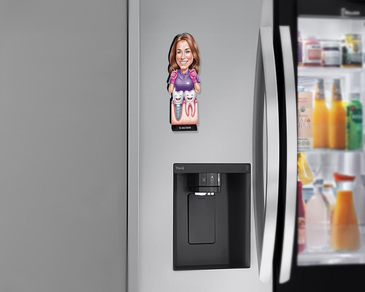 Personalized Prosthodontist Gift for Women | Custom Dental Implant Doctor Figurine with Name & Photo | Funny Magnet, Keychain | Car Charm