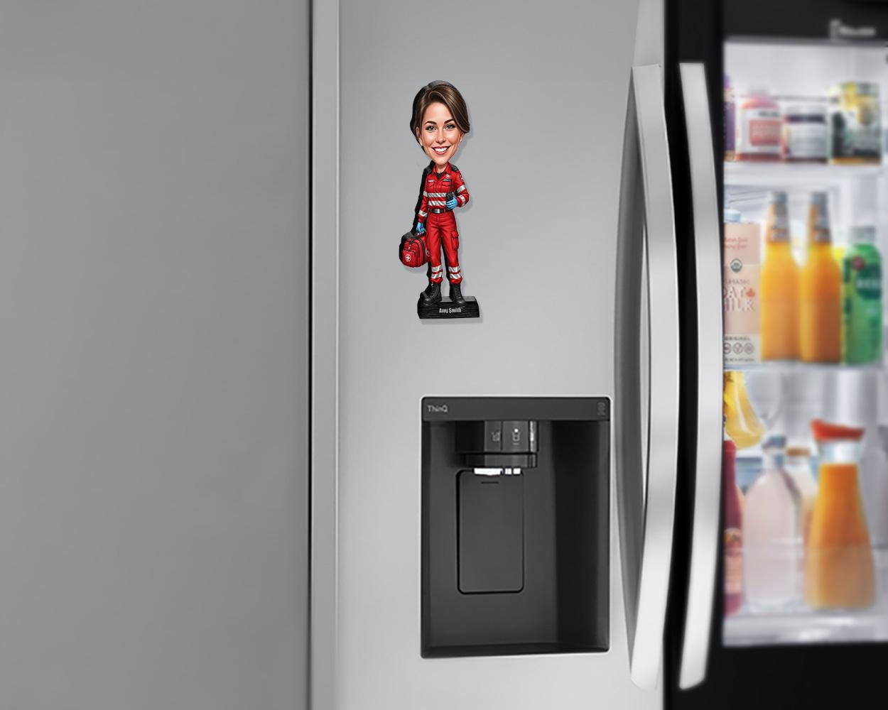 Custom Paramedic Gift for Men & Women | Funny EMT Figurine with Name, Photo | Personalized Magnet, Keychain or Car Charm Keepsake