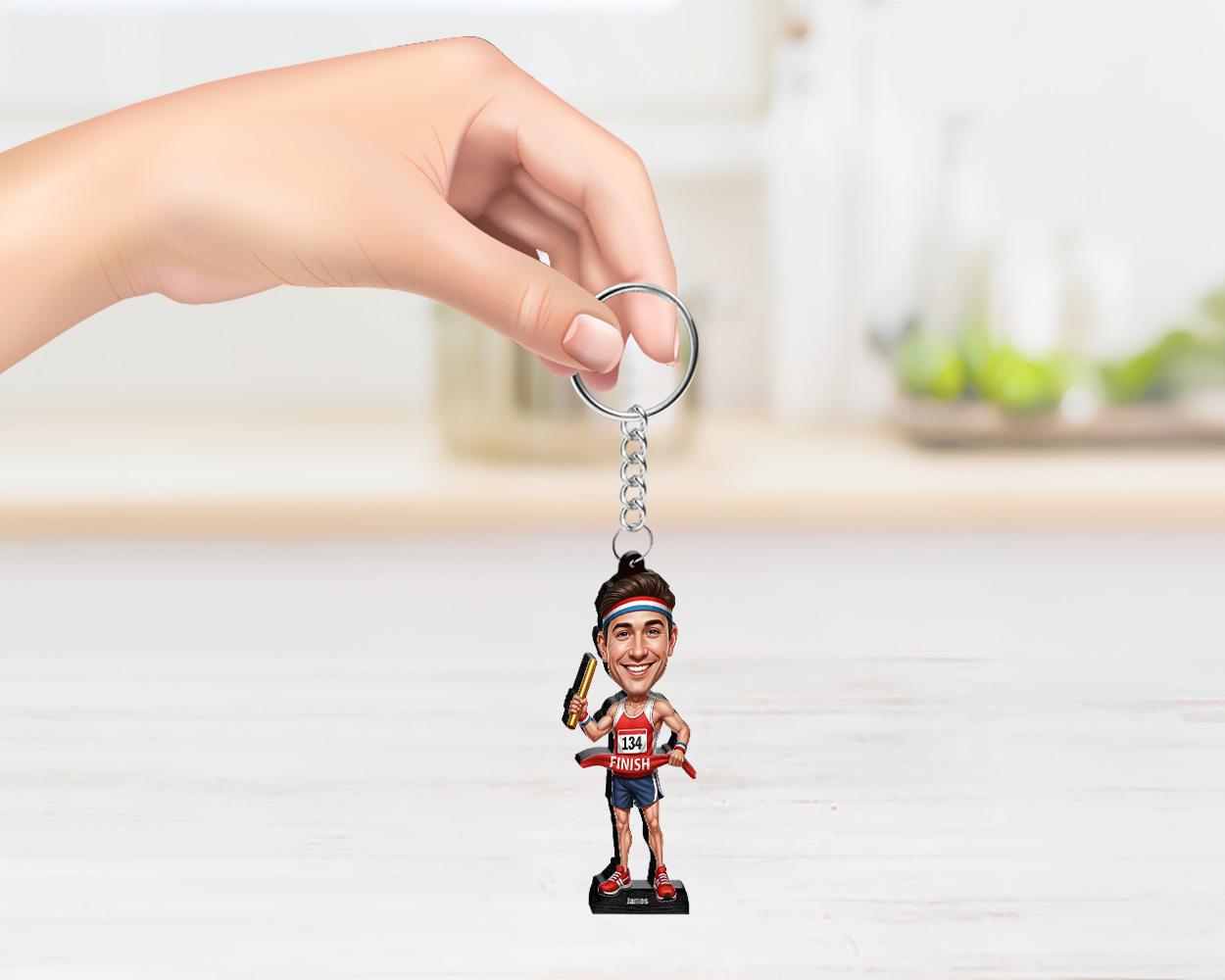 Custom Relay Runner Gift for Men – Personalized Funny Figurine or Magnet – Track Team Portrait from Your Photo