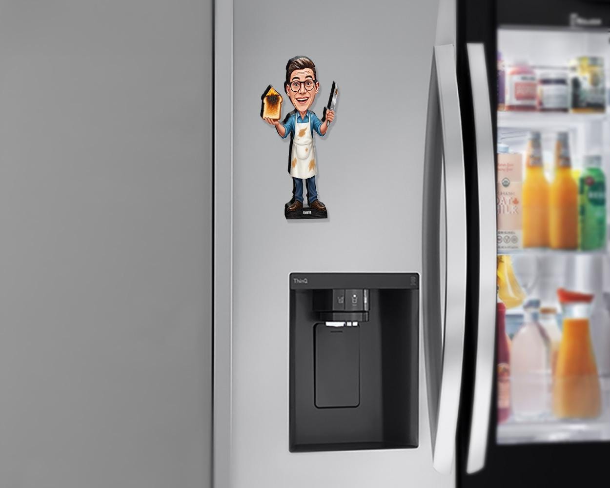 Funny Cooking Fail Figurine for Men | Burnt Toast Chef Caricature Gift | Custom Kitchen Magnet, Keychain & Car Charm