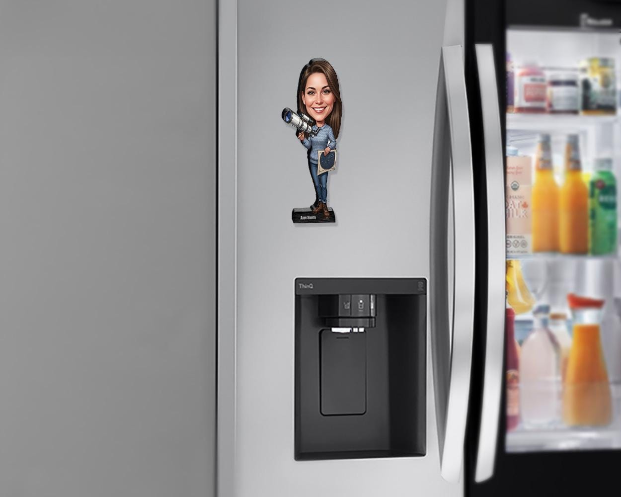 Personalized Female Astronomer Gift | Custom Stargazer Figurine with Name & Photo | Funny Magnet, Keychain | Car Charm Keepsake