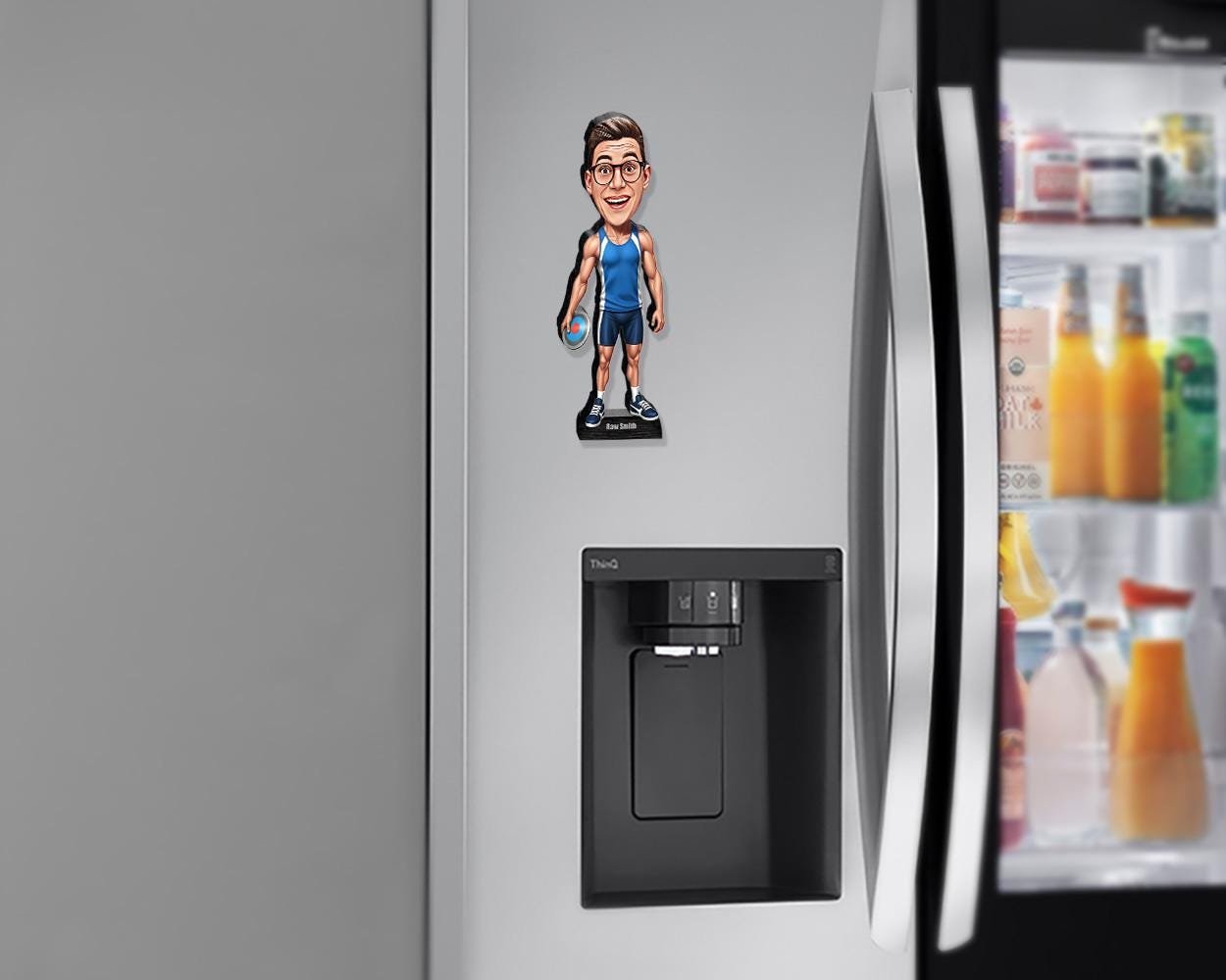 Personalized Discus Thrower Gift for Men | Custom Track & Field Athlete Figurine with Name - Photo | Magnet, Keychain, Car Charm Included