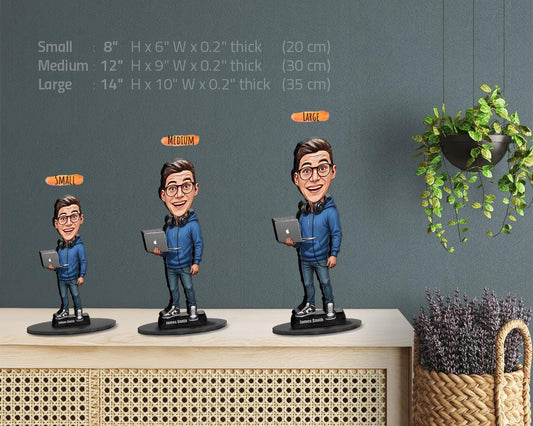 Personalized Music Producer Gift for Men | Custom Studio DJ Figurine with Headphones | Funny Keychain, Magnet or Car Charm from Photo