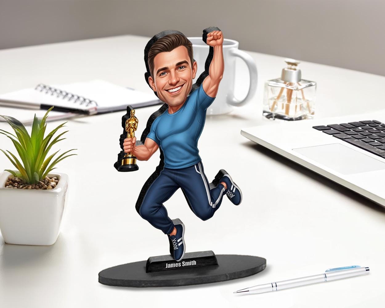 Custom Fitness Coach Award Figurine | Personalized Trainer Gift with Trophy | Magnet, Keychain, Car Charm from Photo