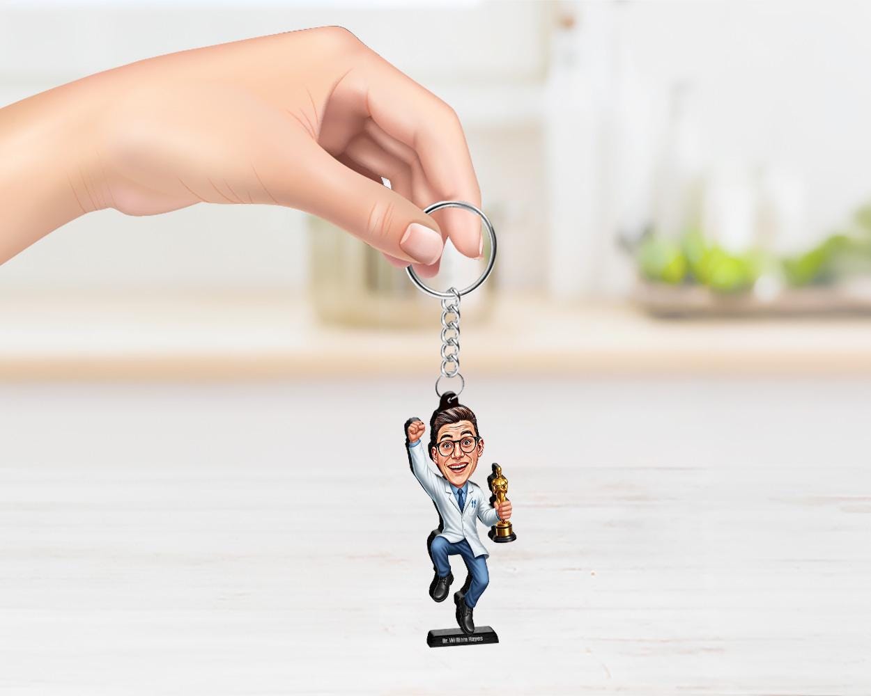 Personalized Male Cardiologist Figurine | Medical Award Caricature Portrait from Your Photo | Custom Figurine, Magnet, Keychain & Car Charm