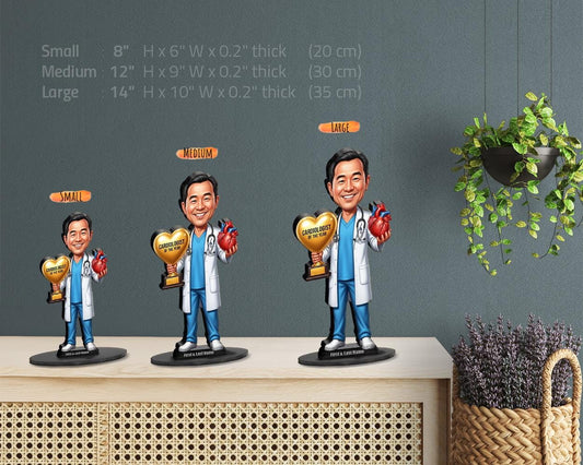 Personalized Male Cardiologist Figurine | Heart Specialist Award Caricature Gift | Custom Figurine, Magnet, Keychain & Car Charm