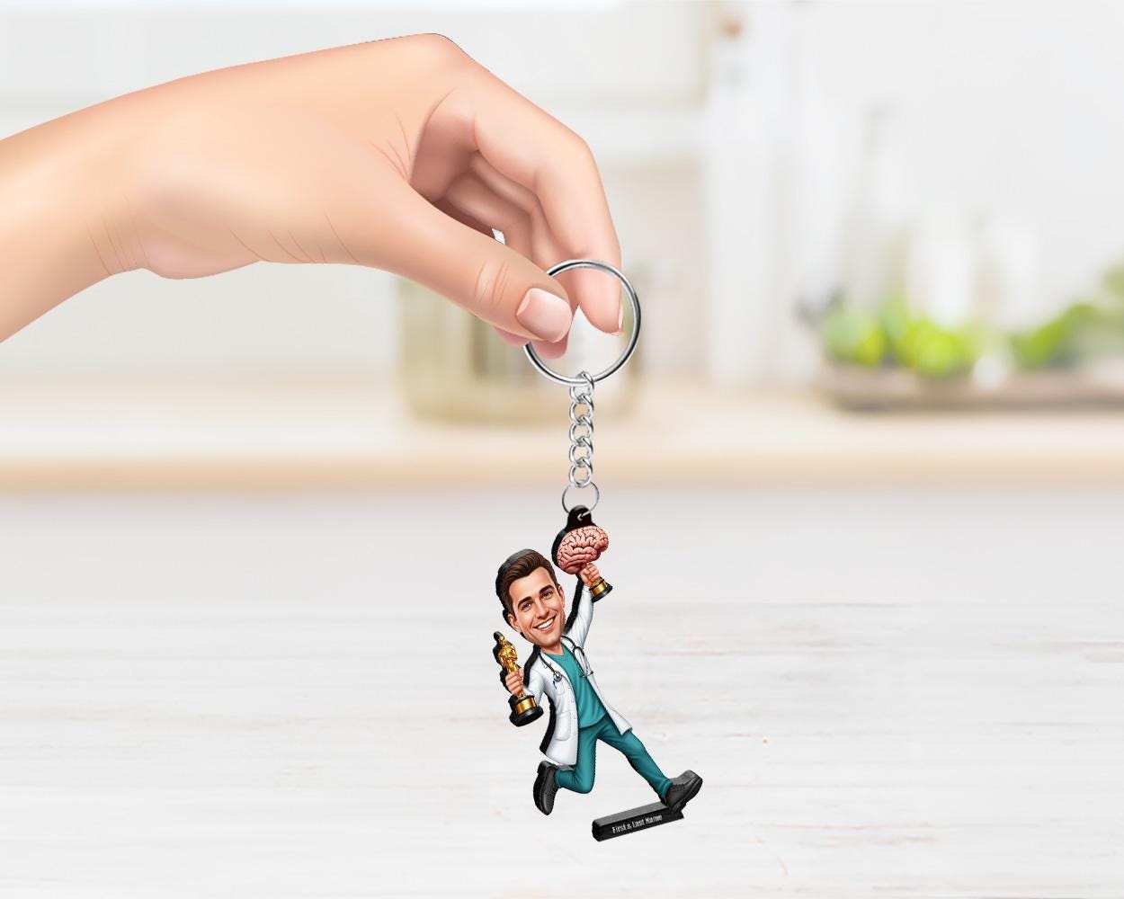 Personalized Male Neurosurgeon Figurine | Brain Surgery Award Caricature Gift | Custom Figurine, Magnet, Keychain & Car Charm