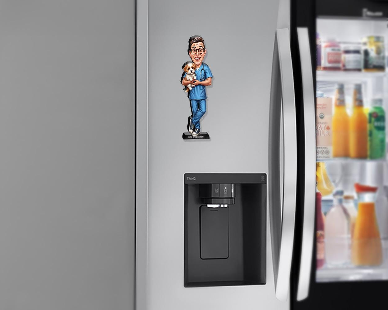 Male Veterinarian Figurine | Personalized Veterinary Caricature Gift from Your Photo and Name | Custom Figurine Magnet Keychain Car Charm