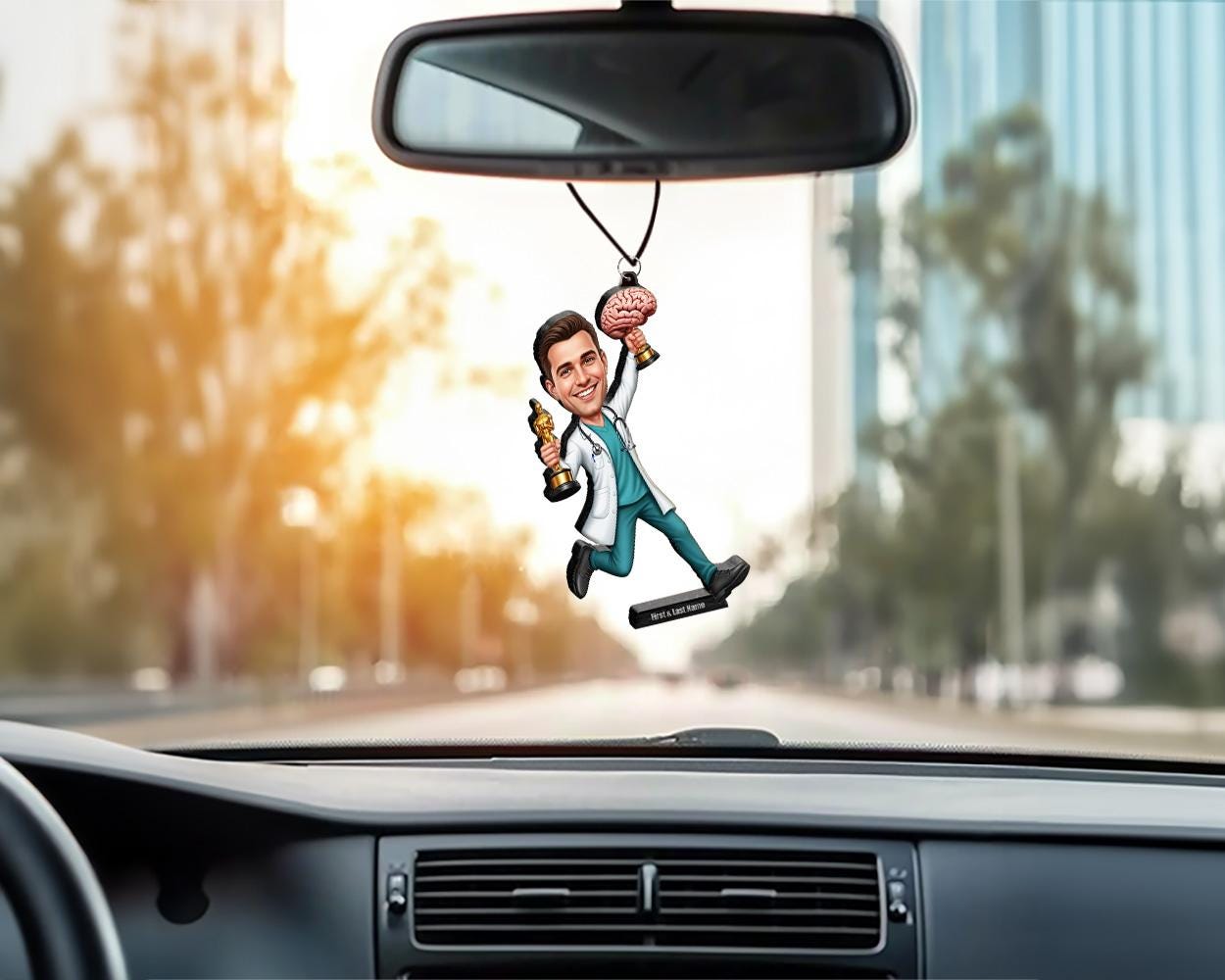 Personalized Male Neurosurgeon Figurine | Brain Surgery Award Caricature Gift | Custom Figurine, Magnet, Keychain & Car Charm