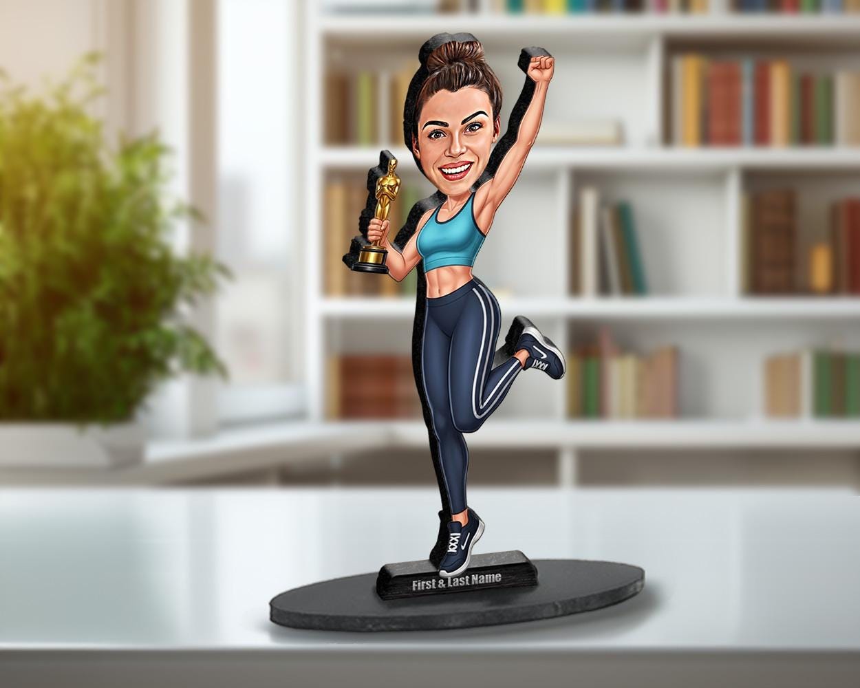Female Fitness Champion Figurine | Personalized Sports Award Keepsake | Custom Figurine, Magnet, Keychain & Car Charm