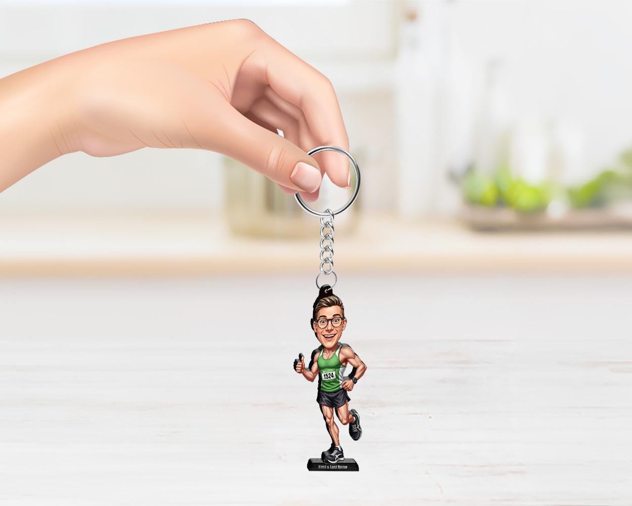 Runner Figurine Gift | Custom Marathon Runner Caricature from Photo | Personalized Athlete Figurine, Magnet, Keychain & Car Charm