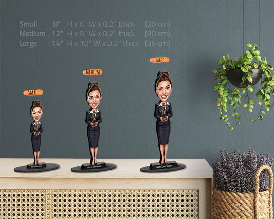 Custom Female Lawyer Figurine | Personalized Law Student Graduation Gift from Photo | Attorney Statue, Magnet, Keychain & Car Charm