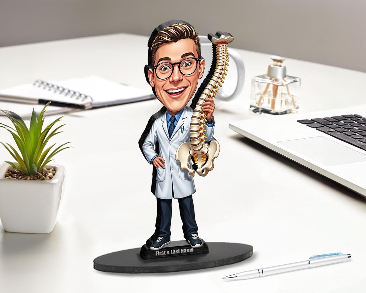 Chiropractor Gift | Custom Orthopedic Spine Doctor Figurine from Your Photo | Personalized Figurine, Magnet, Keychain & Car Charm