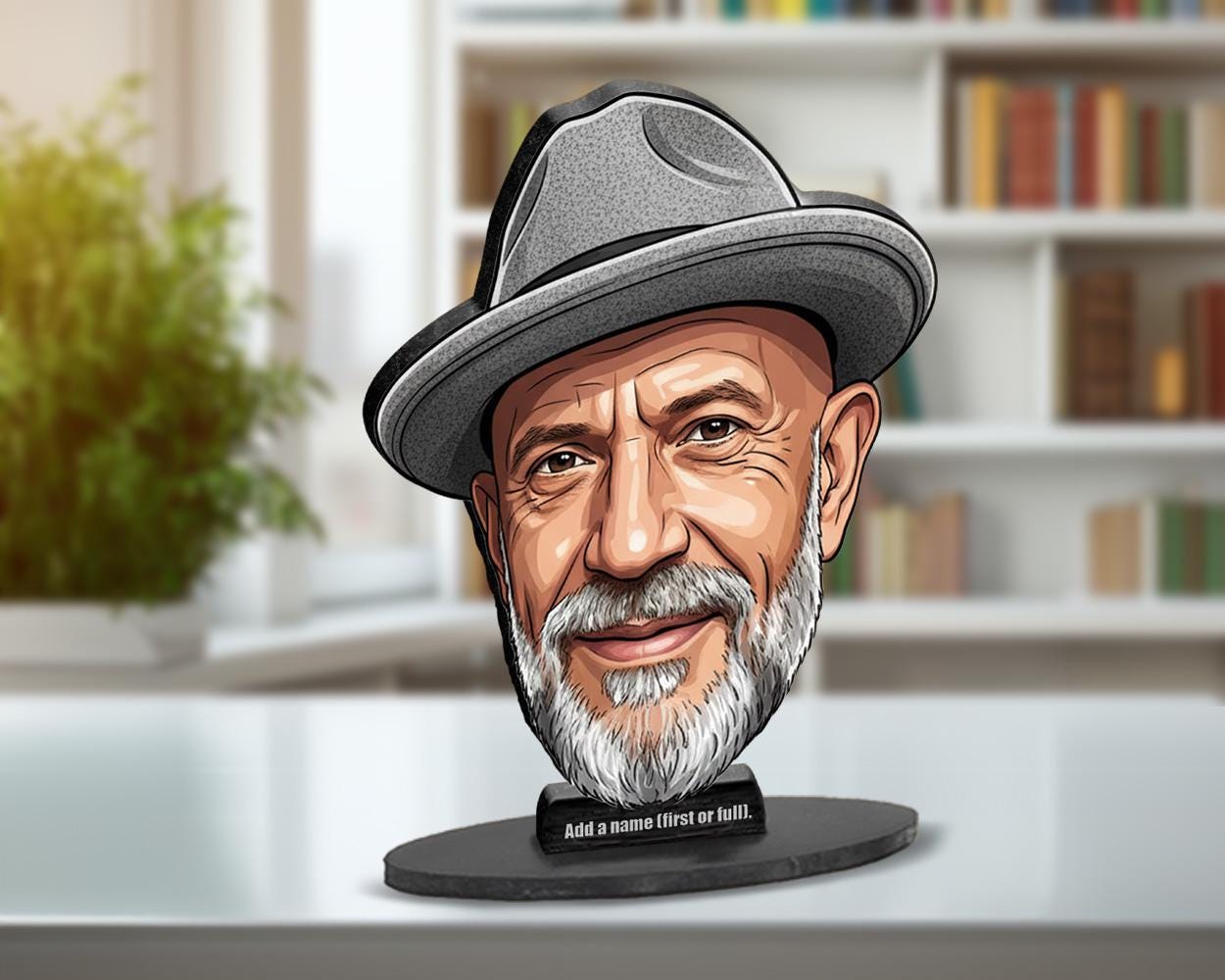 Custom Grandpa Figurine from Photo | Personalized Gift for Dad or Grandfather | Father’s Day Caricature, Magnet, Keychain & Car Charm