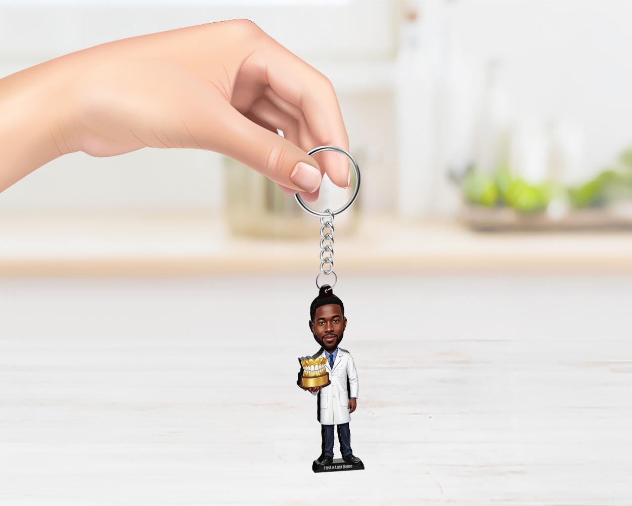 Custom Prosthodontist or Dental Graduate Gift | African American Male Dentist Figurine from Photo | Personalized Caricature