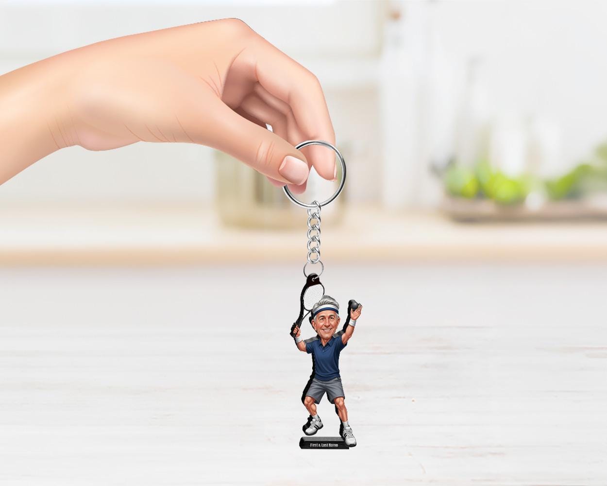 Custom Squash Player Figurine | Personalized Male & Female Racket Sports Gift from Photo | Squash Caricature, Magnet, Keychain, Car Charm