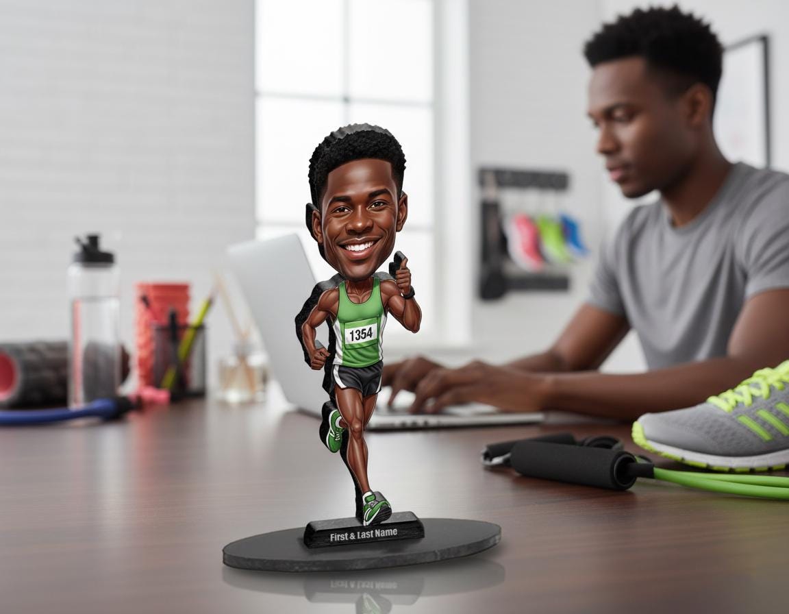 Custom Marathon Runner Figurine | Personalized Track & Field Champion Gift from Your Photo | Figurine, Magnet, Keychain, Car Charm