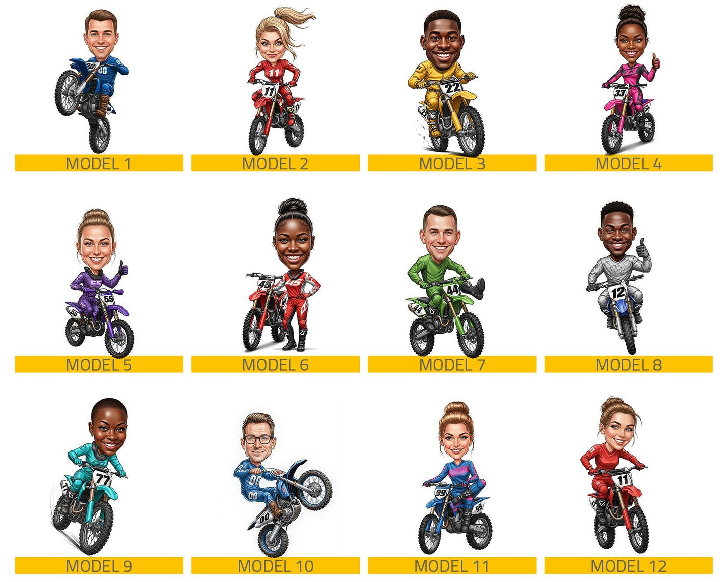 Custom Motocross Rider Figurine | Personalized Dirt Bike Racing Gift from Your Photo | Figurine, Magnet, Keychain & Car Charm