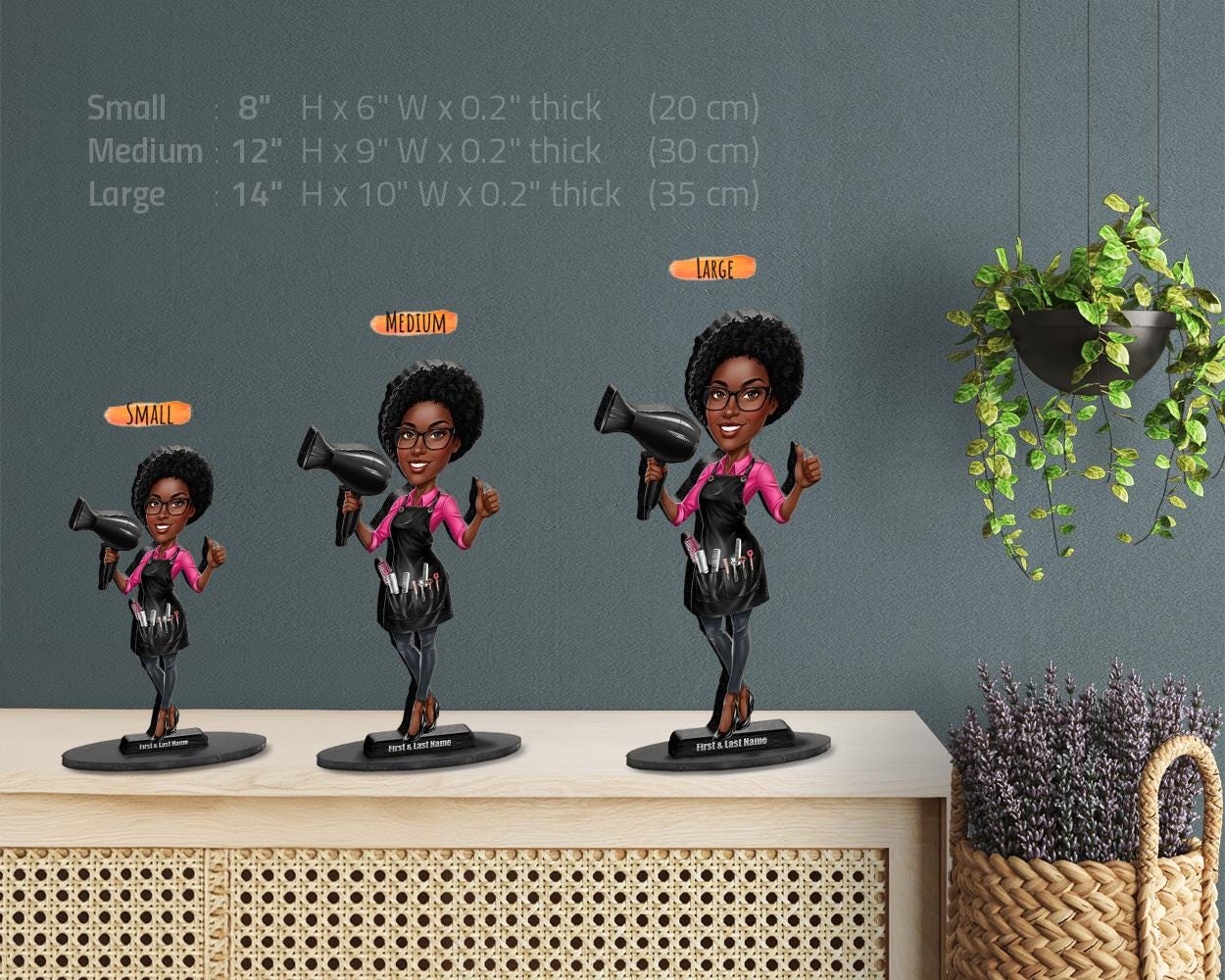 Personalized Hair Stylist Figurine | Custom Barber Gift from Your Photo | Unique Hairdresser Caricature Figurine, Magnet, Keychain, CarCharm