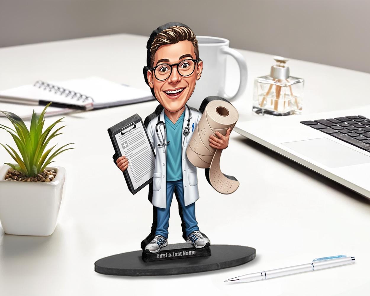 Personalized Sports Medicine Doctor Figurine | Custom Caricature Gift from Your Photo | Orthopedic Physician Figurine, Magnet, Keychain