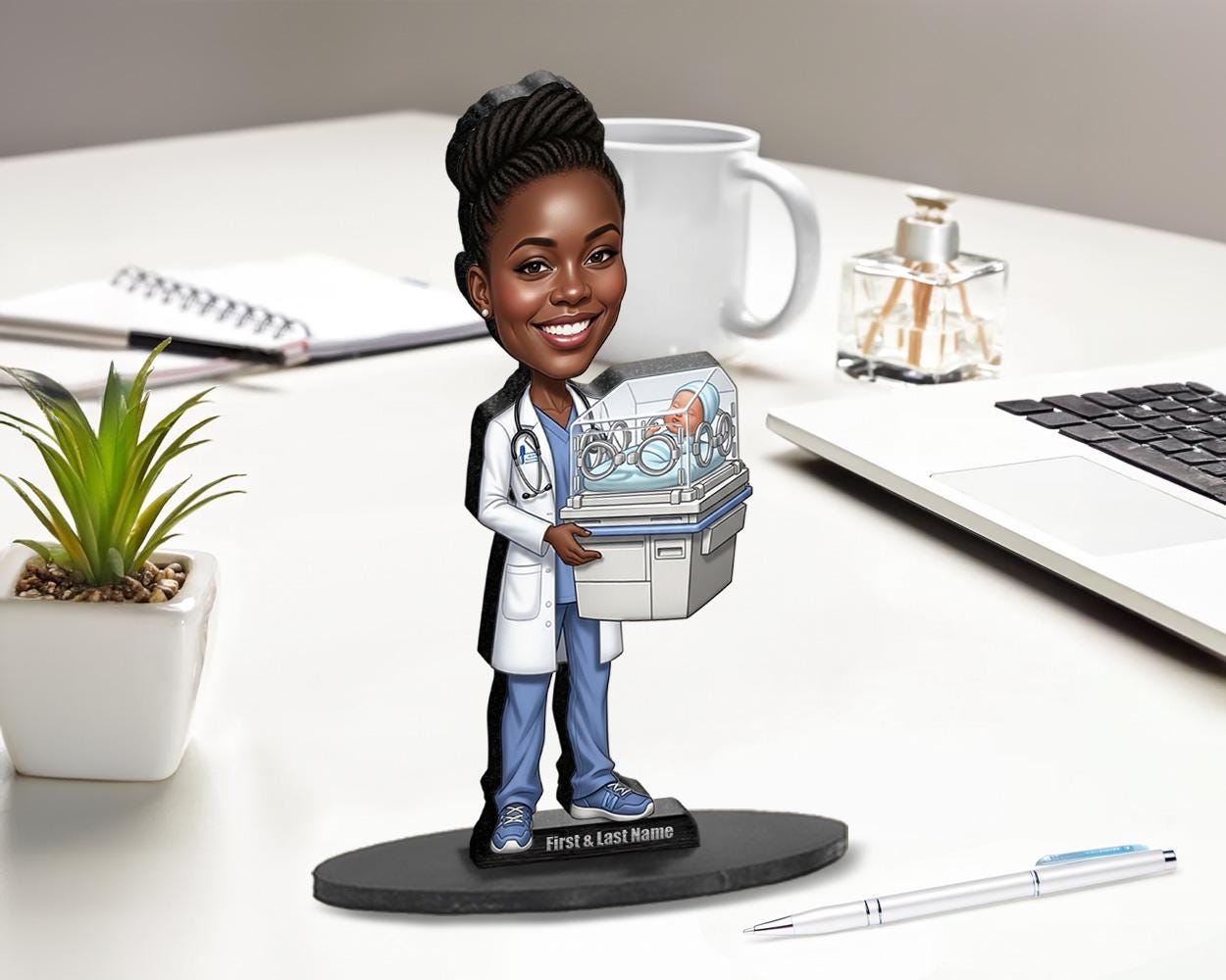 Neonatologist Doctor Gift | Custom Pediatrician & NICU Nurse Figurine from Your Photo | Personalized Figurine, Magnet, Keychain, Car Charm