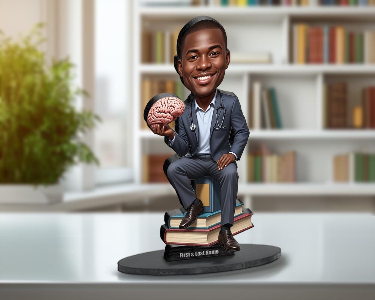 Neurologist Gift | Custom Brain Doctor & Neuroscience Graduation Figurine from Your Photo | Personalized Figurine, Magnet, Keychain