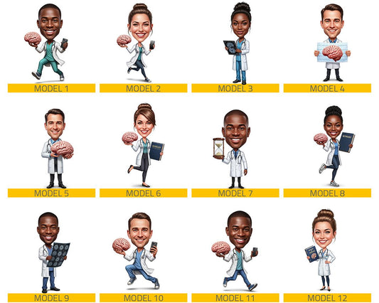 Brain Surgeon Gift | Custom Neuroscience Doctor Figurine from Your Photo | Personalized Medical Graduation Figurine, Magnet, Keychain