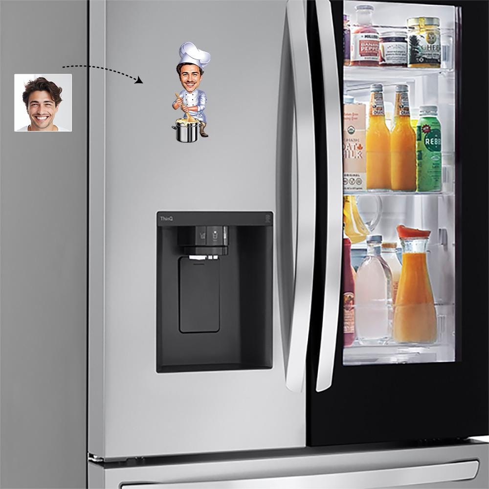 Personalized Male Chef Figurine | Custom Cooking Gift from Photo | Caricature Statue, Magnet, Keychain & Car Charm