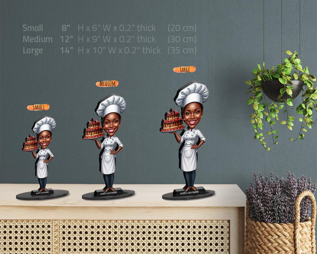 Custom Pastry Chef Figurine | Personalized Baker Graduation & Culinary School Gift from Your Photo | Figurine, Magnet, Keychain, Car Charm