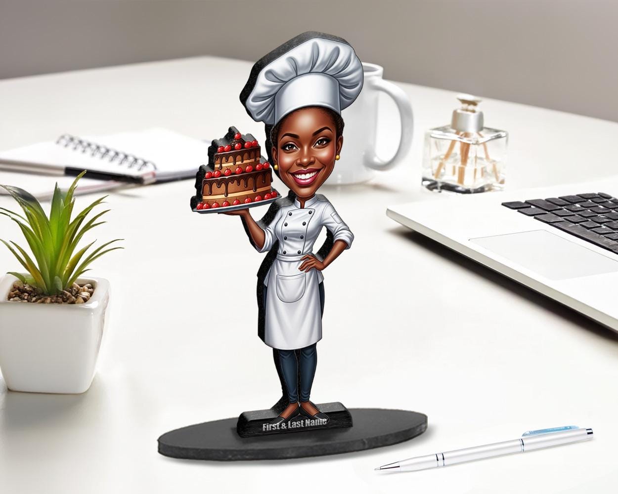 Custom Pastry Chef Figurine | Personalized Baker Graduation & Culinary School Gift from Your Photo | Figurine, Magnet, Keychain, Car Charm