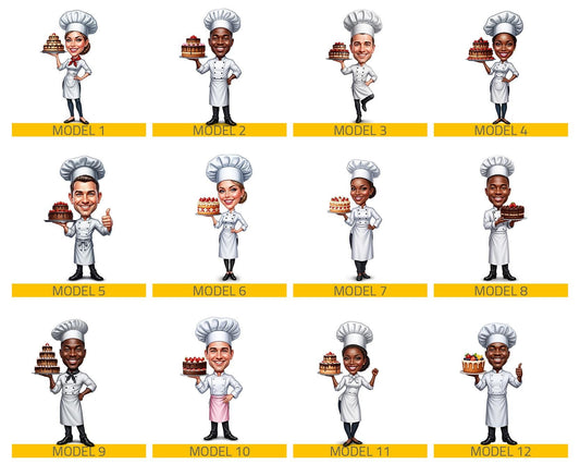 Custom Pastry Chef Figurine | Personalized Baker Graduation & Culinary School Gift from Your Photo | Figurine, Magnet, Keychain, Car Charm