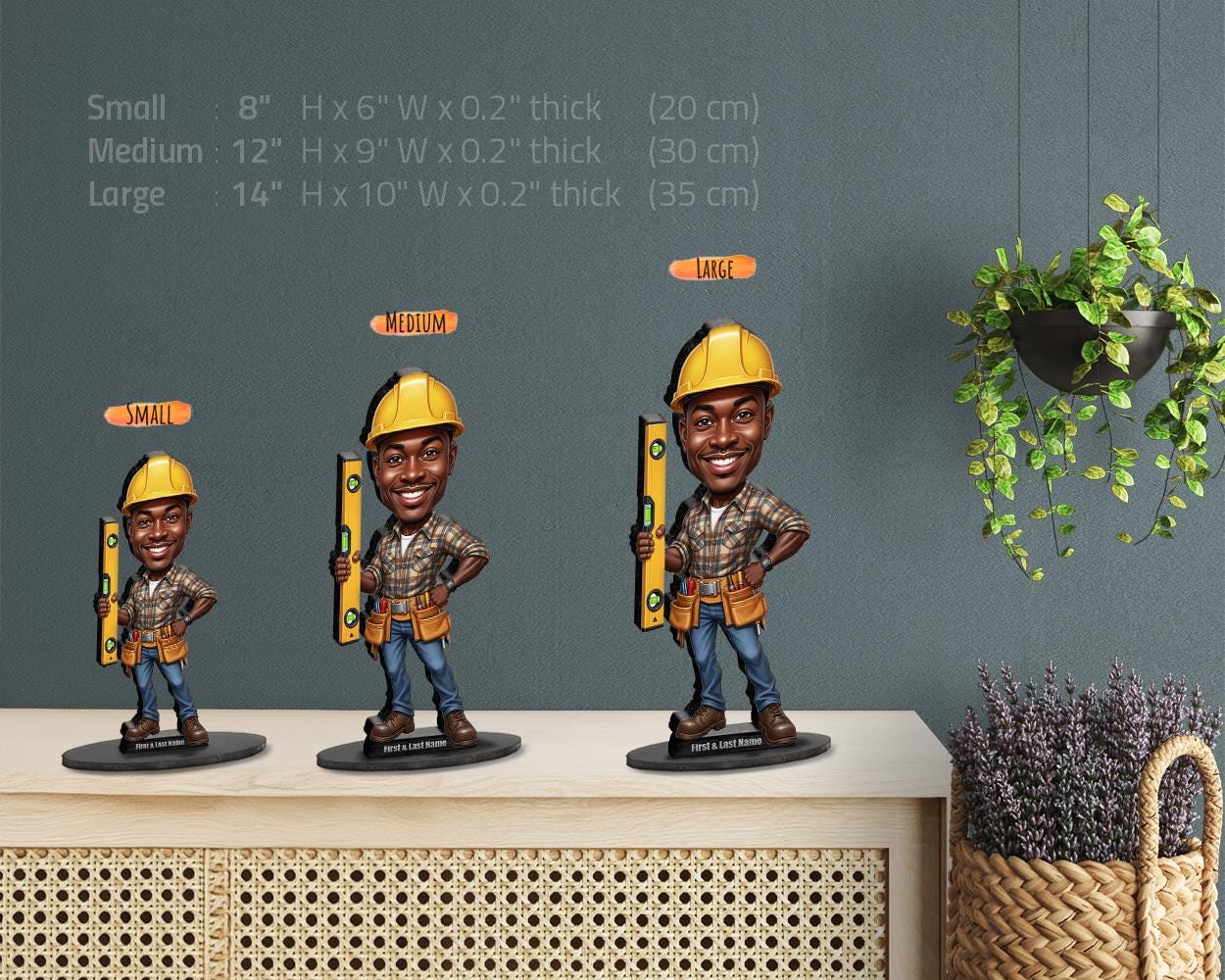 Custom Construction Engineer Figurine | Personalized Civil Engineer Graduation Gift from Your Photo | Figurine, Magnet, Keychain & Car Charm
