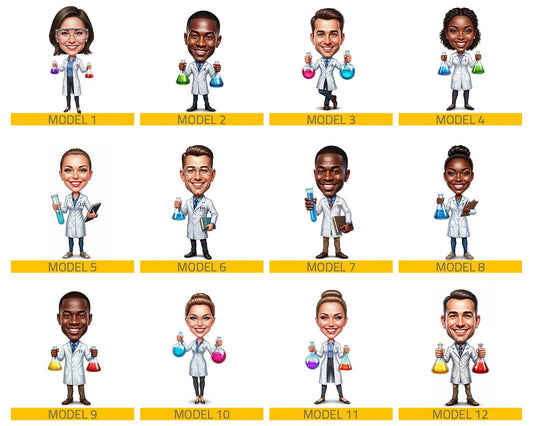 Custom Scientist Figurine | Personalized Chemist & Lab Researcher Graduation Gift from Your Photo | Figurine, Magnet, Keychain, Car Charm
