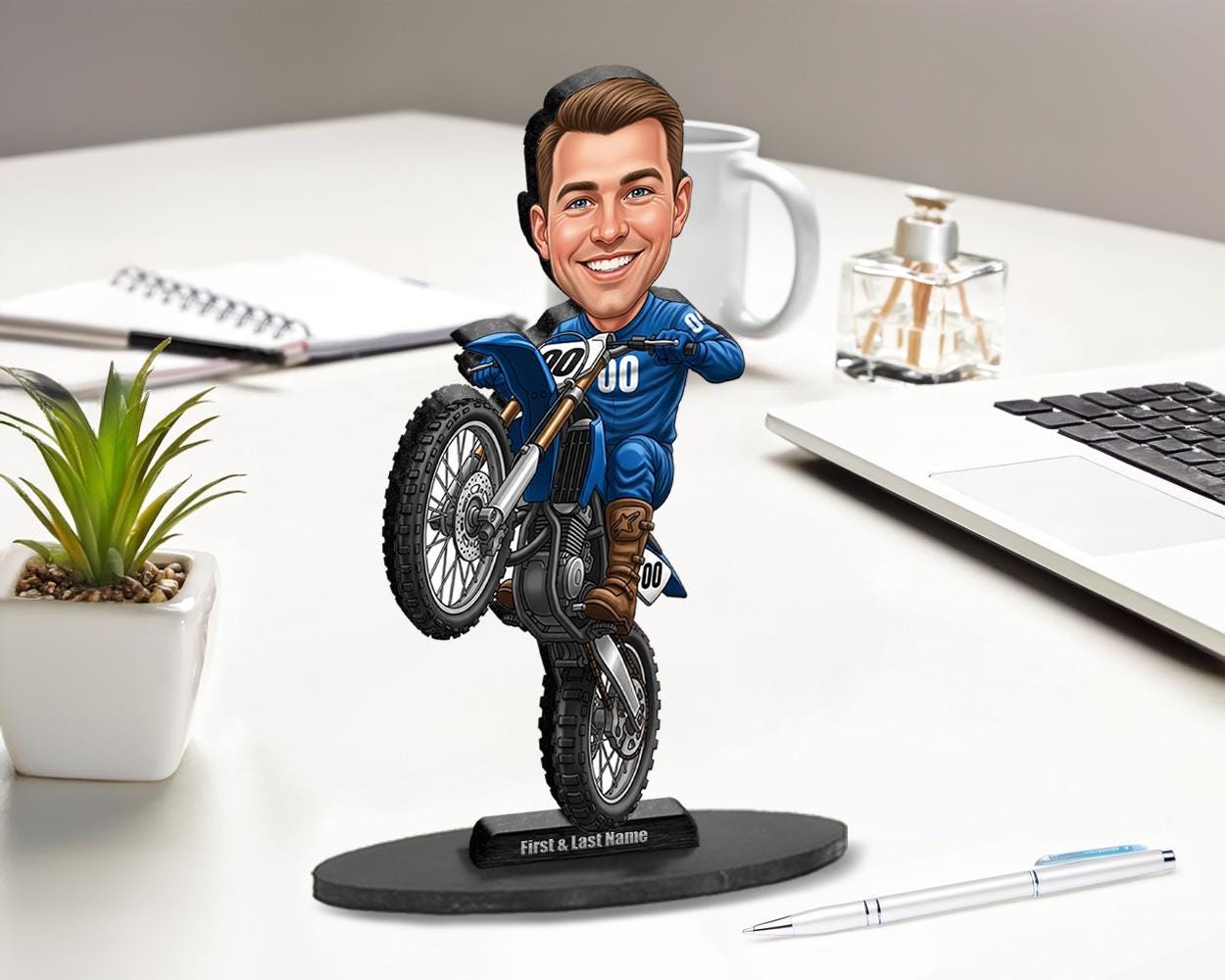 Custom Motocross Rider Figurine | Personalized Dirt Bike Racing Gift from Your Photo | Figurine, Magnet, Keychain & Car Charm
